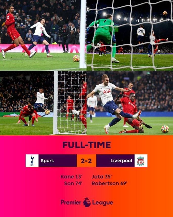 Tottenham và Liverpool cưa điểm sau trận cầu hấp dẫn
