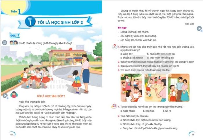 Bài “Tôi là học sinh lớp 2” của Văn Giá trong sách “Tiếng Việt 2” (tập 1)
