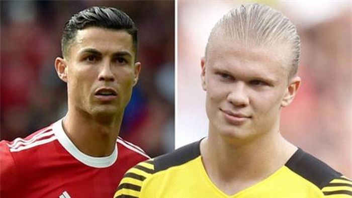 Ronaldo và Haaland (phải).