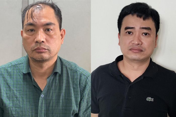 Bị can Phạm Duy Tuyến (Giám đốc CDC Hải Dương, trái) và Phan Quốc Việt (Chủ tịch HĐQT kiêm Tổng giám đốc Công ty Việt Á). Ảnh: Bộ Công an.