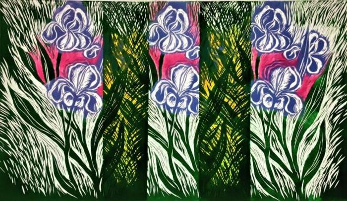 “Niềm tôn kính Vangogh 1” - Trang Thanh Hiền - Khắc gỗ, monoprint