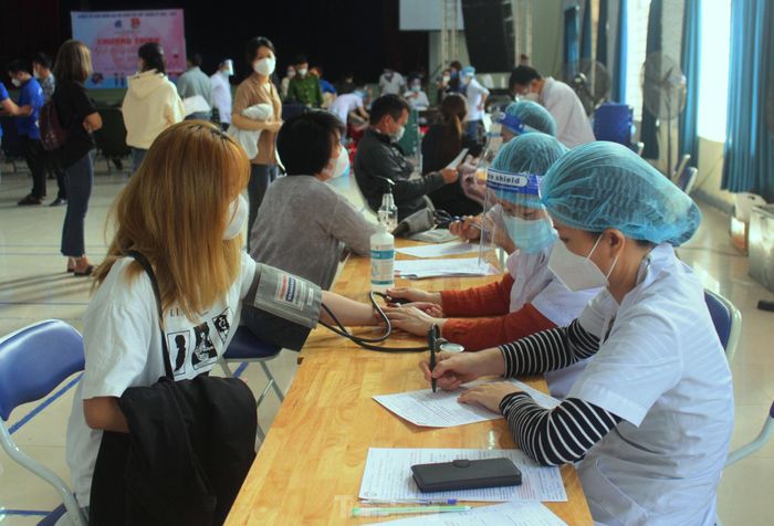Người hiến máu được khám sàng lọc trước khi hiến