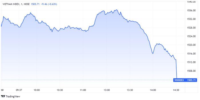 VN-Index bất ngờ rơi tự do phiên chiều ngày 10/1. Đồ thị: TradingView.
