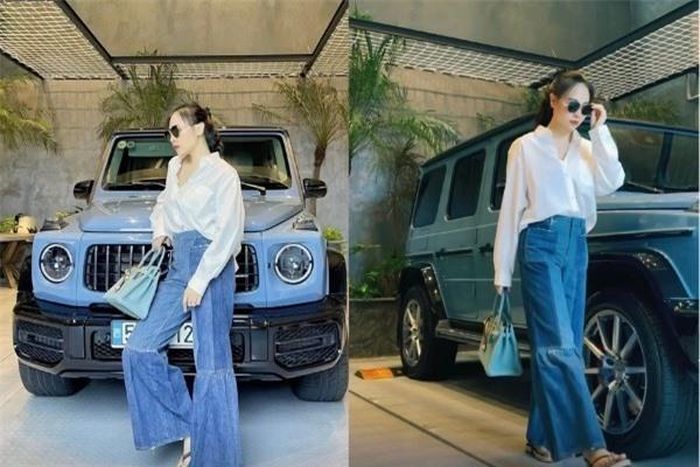 Cô cũng thường xuyên diện những bộ cánh sang trọng nhưng không kém phần trẻ trung. Sơ mi trắng trở thành một trong những item được bà xã Cường Đô La mặc khá nhiều. Cách mặc cài cúc hững hờ, kết hợp cùn quần jean mang đến vẻ đẹp năng động nhưng không kém phần chỉn chu. Đặc biệt, với thiết kế của quần cùng giày cao gót còn giúp tôn lên vóc dáng cho Đàm Thu Trang.