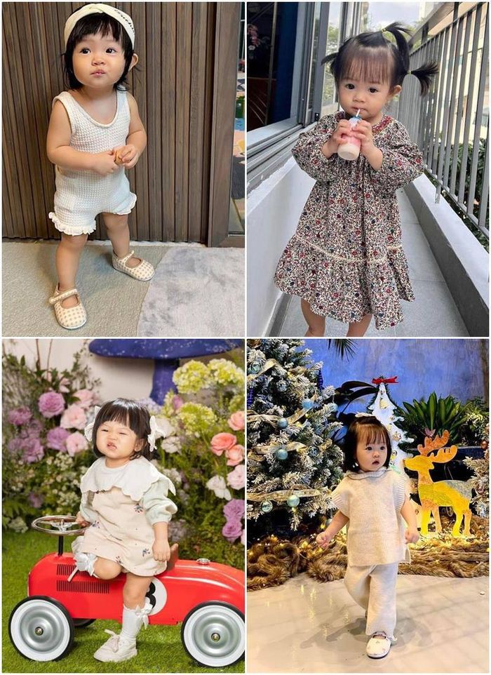 Trong khi cô con gái cưng dù sở hữu mái tóc ngắn cũn nhưng cứ vài ba hôm lại được làm điệu đủ kiểu trông vô cùng đáng yêu...