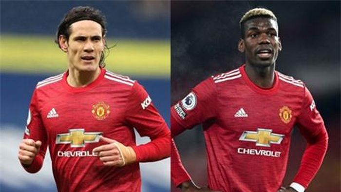Cavani và Pogba (phải).