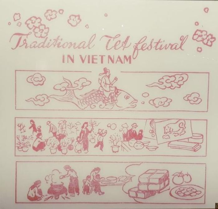 Hình họa phong tục ngày Tết trên tạp chí “Le Vietnam en marche”. Ảnh: TTLTQG1