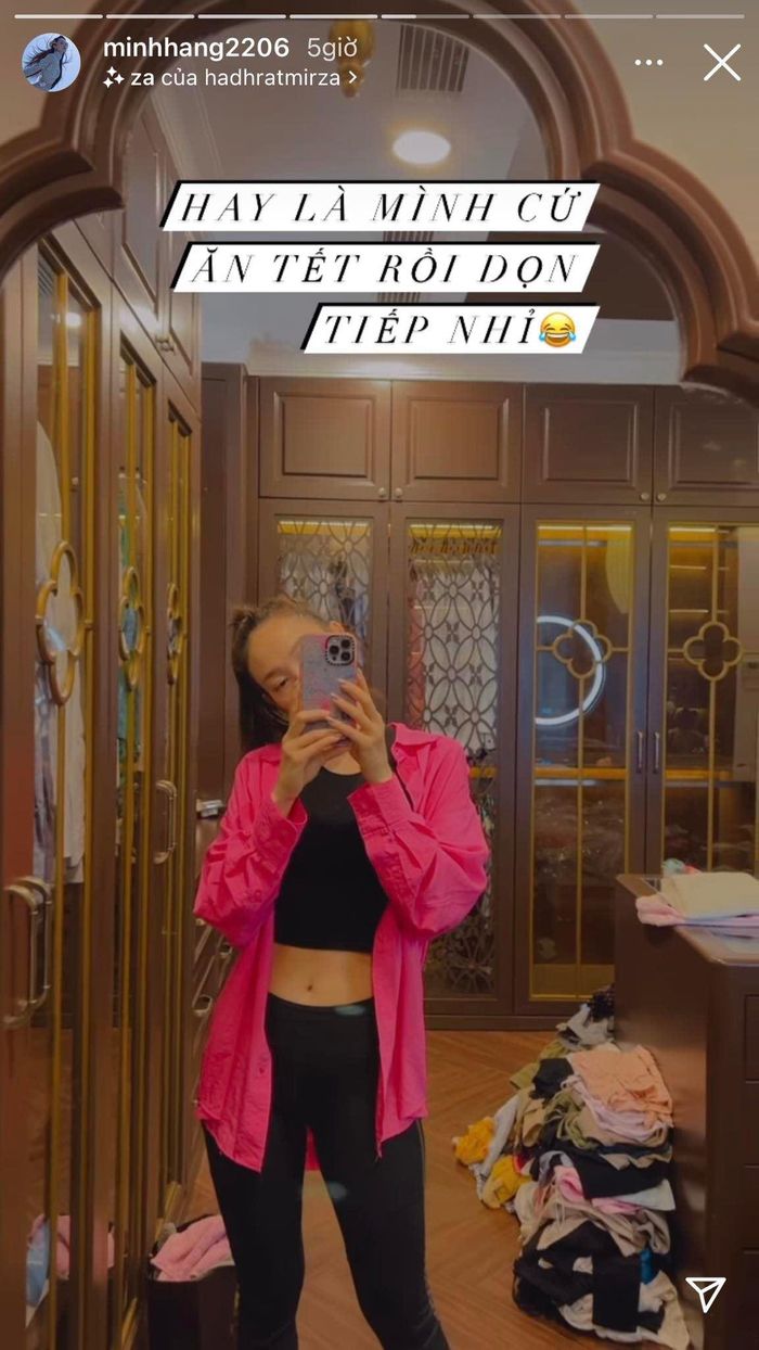 Khoe ảnh hậu trường dọn dẹp nhà nhưng ai nấy chỉ tập trung nhìn vào vòng eo và cơ bụng của nữ diễn viên.