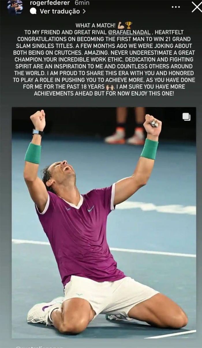 Federer chúc mừng Nadal