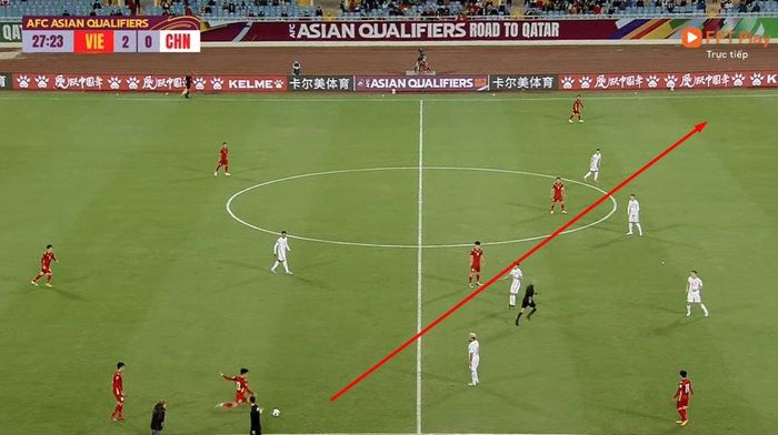  Tấn Tài có đường chuyền chéo sân chính xác cho Hồng Duy băng xuống. 
