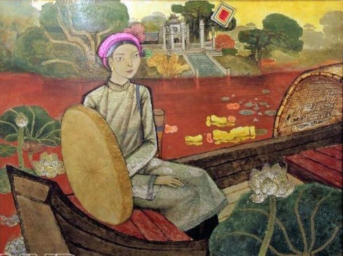 "Bà chúa thơ Nôm" trong tranh vẽ xưa. Ảnh: TL