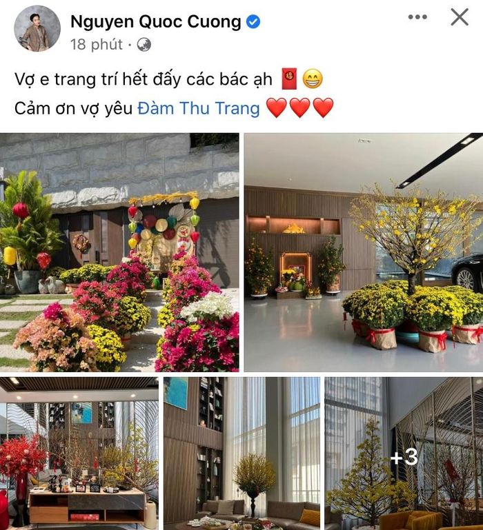 Cường Đô La khoe căn biệt thự được trang trí ngày Tết, gửi lời cảm ơn đến bà xã