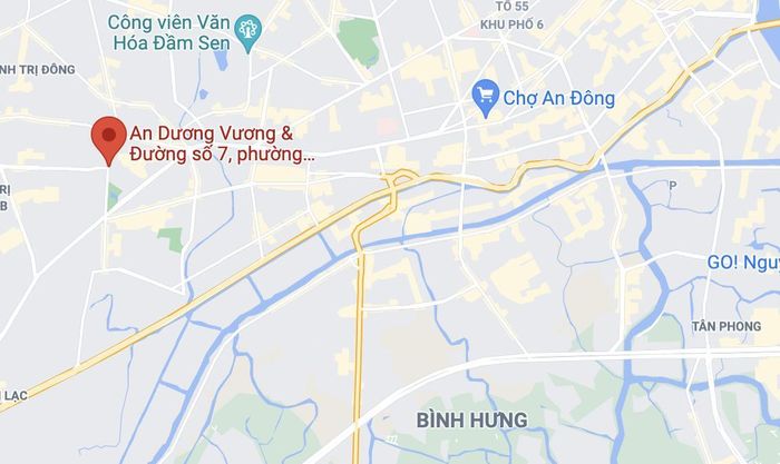  Vụ tai nạn xảy ra tại giao lộ An Dương Vương - đường số 7, quận 6. Ảnh: Google Maps. 