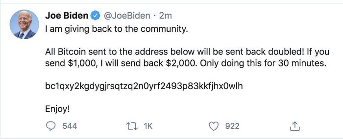 Tin tặc từng chiếm dụng tài khoản Twitter của Tổng thống Joe Biden để lừa đảo. Ảnh: Business Insider.