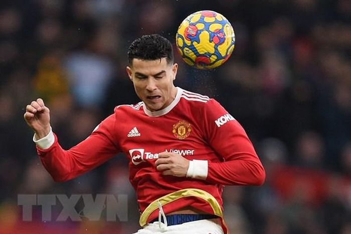Ngôi sao bóng đá Cristiano Ronaldo trong trận đấu với West Ham United tại Manchester, Anh, ngày 22/1/2022. (Ảnh: AFP/TTXVN)
