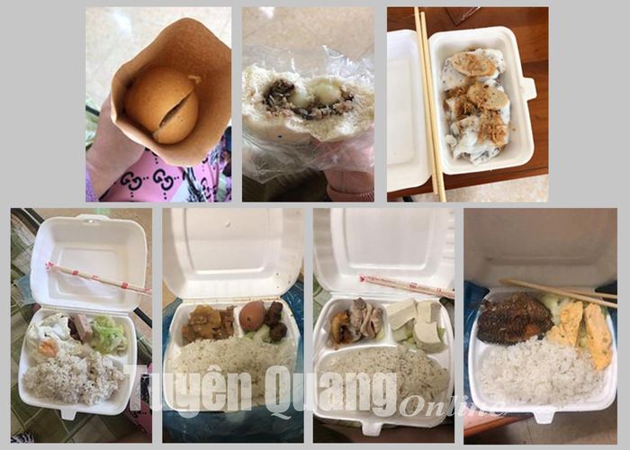 Những suất ăn sáng, trưa và tối tại khu cách ly được thường xuyên thay đổi.
