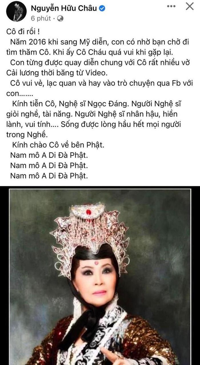 Hoài Tâm, Thoại Mỹ, NS Hữu Châu, Gia Bảo,... đồng loạt viết tâm thư tiễn biệt người nghệ sĩ đáng kính