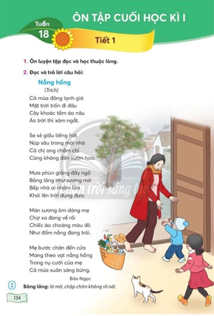 Bài thơ “Nắng hồng” của Bảo Ngọc trong sách “Tiếng Việt 3”