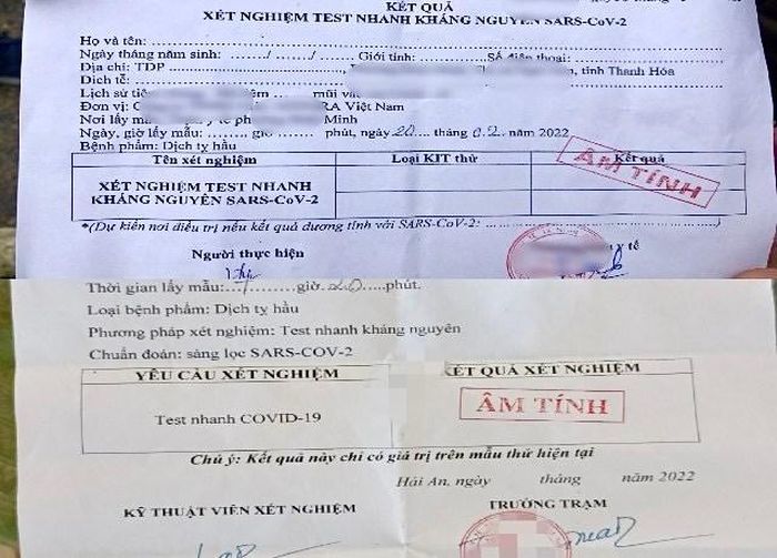 Giấy xét nghiệm để trống nội dung