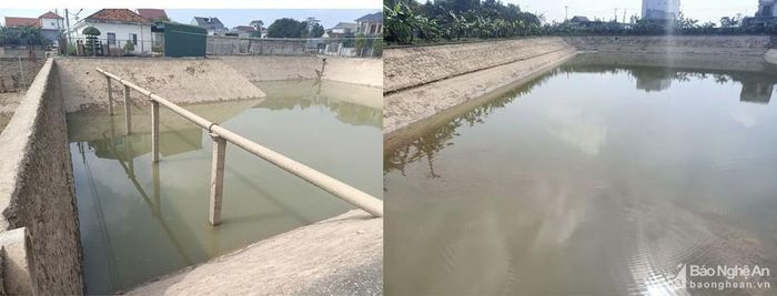 Hồ chứa nước thô của nhà máy rộng gần 2 ha, chỉ đủ duy trì hoạt động từ 5-7 ngày, thời gian còn lại nhà máy phải hoạt động cầm chừng hoặc dừng hẳn. Ảnh: Văn Trường.