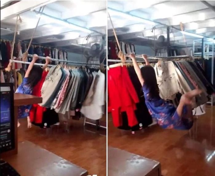 Chủ shop nhìn thấy cảnh này chắc khóc trong lòng một ít.