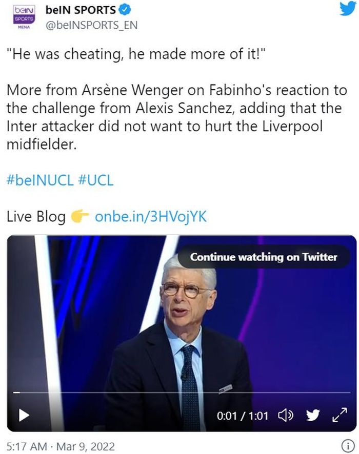 HLV Wenger cho rằng Fabinho đã ăn vạ