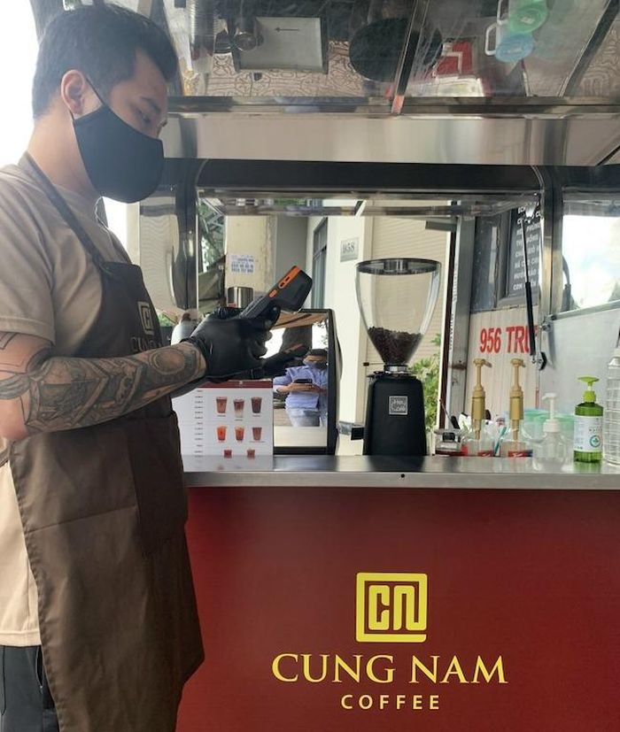Máy tính tiền tại Cung Nam Coffee dành riêng cho mô hình nhỏ, mô hình Kiosk.