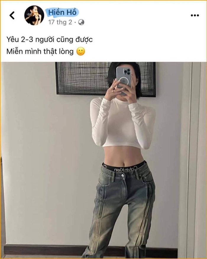 Gần đây nhất, Hiền Hồ viết status "Yêu 2-3 người cũng được / Miễn mình thật lòng" lại càng khiến dư luận chú ý khi drama "nổ ra"