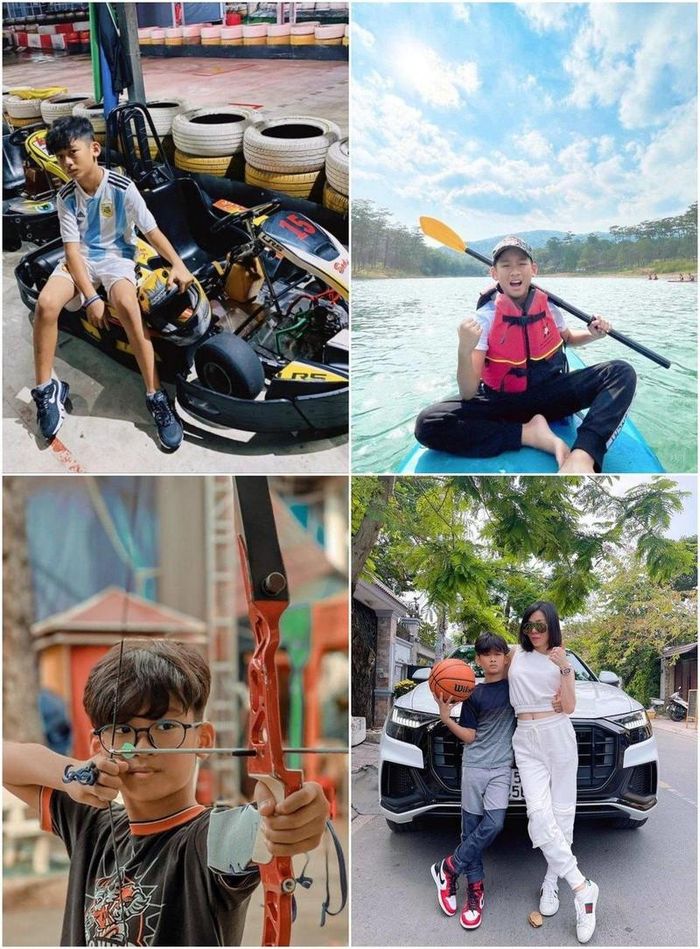 Con trai Lệ Quyên có năng khiếu thể thao và được học nhiều môn dành cho giới nhà giàu khiến ai nấy đều ngưỡng mộ, ghen tỵ.