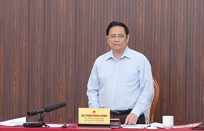 Thủ tướng Phạm Minh Chính phát biểu tại buổi làm việc. (Ảnh: TẤN NGUYÊN)