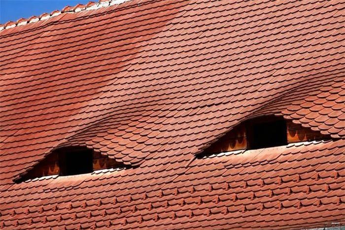Thực tế, đó là các cửa sổ hình tròn, nằm trong những khung vòm hình lông mày độc đáo trên các nóc nhà, tạo thành hình mắt. Ảnh: Fine art America.