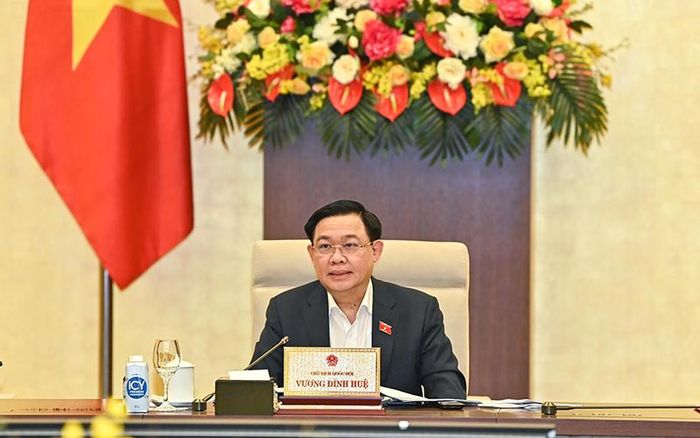 Chủ tịch Quốc hội Vương Đình Huệ phát biểu ý kiến tại phiên họp. (Ảnh: Duy Linh)