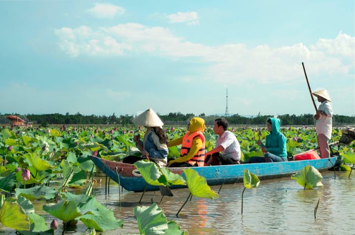 Khách tham quan sông Đầm.