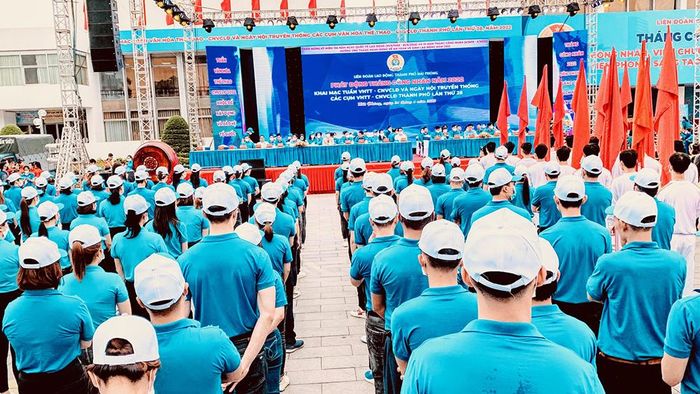 Phát động Tháng Công nhân năm 2022 tại Hải Phòng sáng 24/4. 