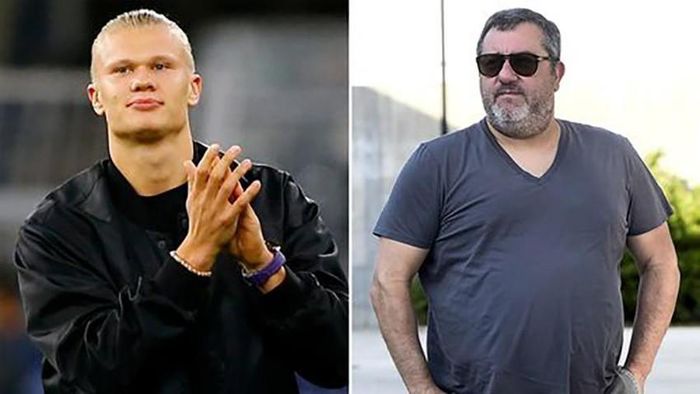 Raiola đang tìm đội bóng mới cho Haaland và nhiều khả năng đó là Man City. ẢNH: MIRROR