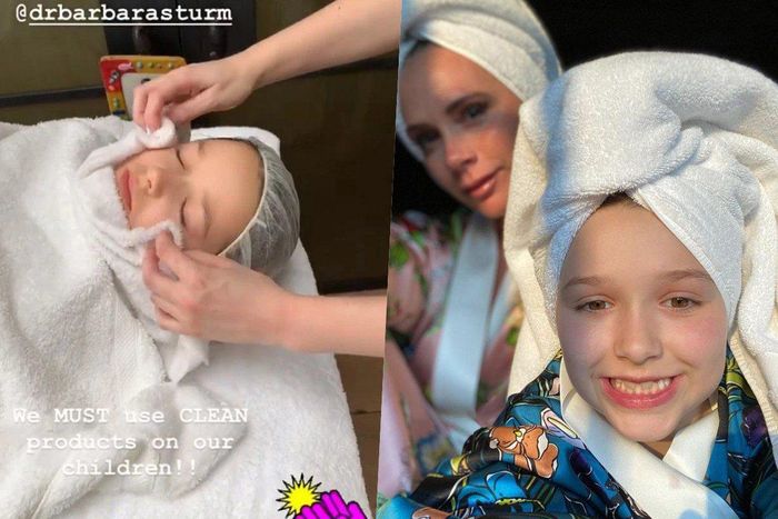 Tiểu công chúa còn thường xuyên cùng mẹ Victoria đi mát xa thư giãn và làm đẹp da. Theo Victoria chia sẻ, mọi sản phẩm và quy trình mà Harper sử dụng đều thích hợp với làn da của cô bé. 