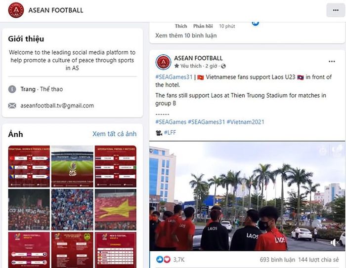 Trang fanpage ASEAN Football chia sẻ clip về sự cổ vũ của CĐV Nam Định cho U23 Lào