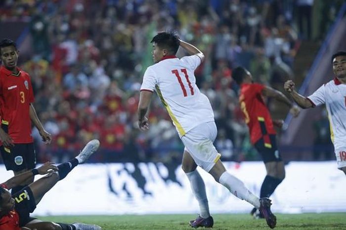 Văn Tùng ghi bàn mở tỷ số cho U23 Việt Nam. Ảnh: VFF