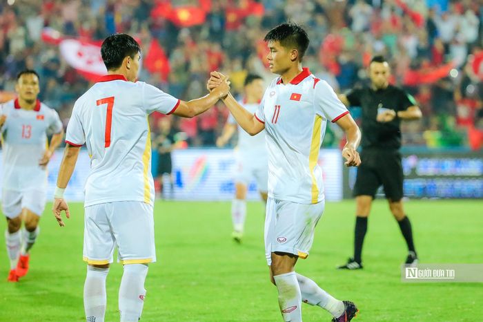 Đến phút 65, sau rất nhiều nỗ lực, tiền đạo Hồ Thanh Minh đã có được bàn thắng đầu tiên ở SEA Games 31 nâng tỉ số lên 2-0.