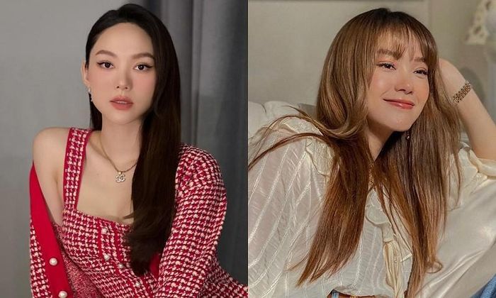 Minh Hằng thường để mái dài giúp tôn nét sang chảnh cho gương mặt. Thỉnh thoảng, người đẹp đổi mới với tóc mái thưa. Mỗi khi cắt tóc mái, cô thường được khen trẻ hơn tuổi 35.