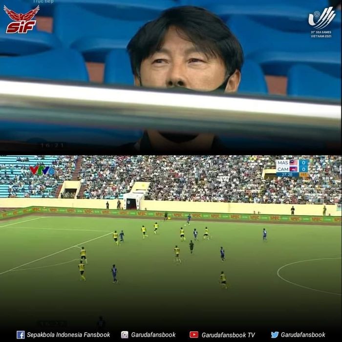 HLV Shin Tae-yong đi xem giò đối thủ tại sân Thiên Trường