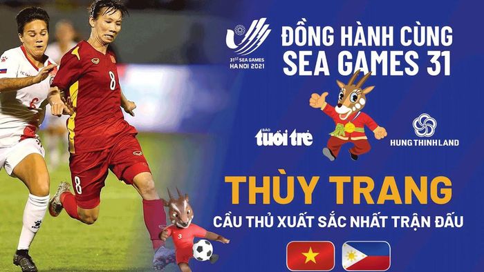 Thùy Trang được bầu là cầu thủ hay nhất ở trận thắng Philippines 2-1