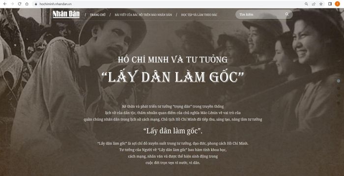 Trang thông tin sử dụng tông chủ đạo là màu nâu giản dị, thiết kế trang trọng
