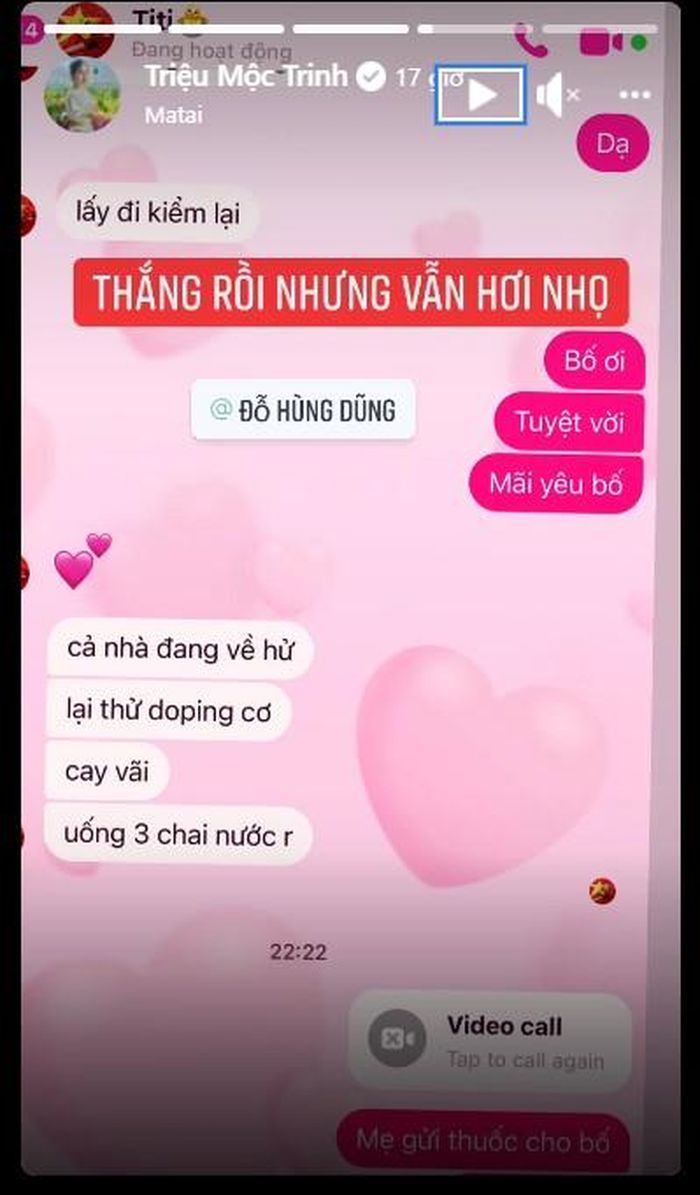 Tín nhắn của Đỗ Hùng Dũng và vợ