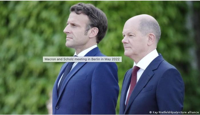 Thủ tướng Pháp Macron và đồng cấp người Đức Scholz gặp nhau ở Berlin vào tháng 5/2022. Ảnh: DW