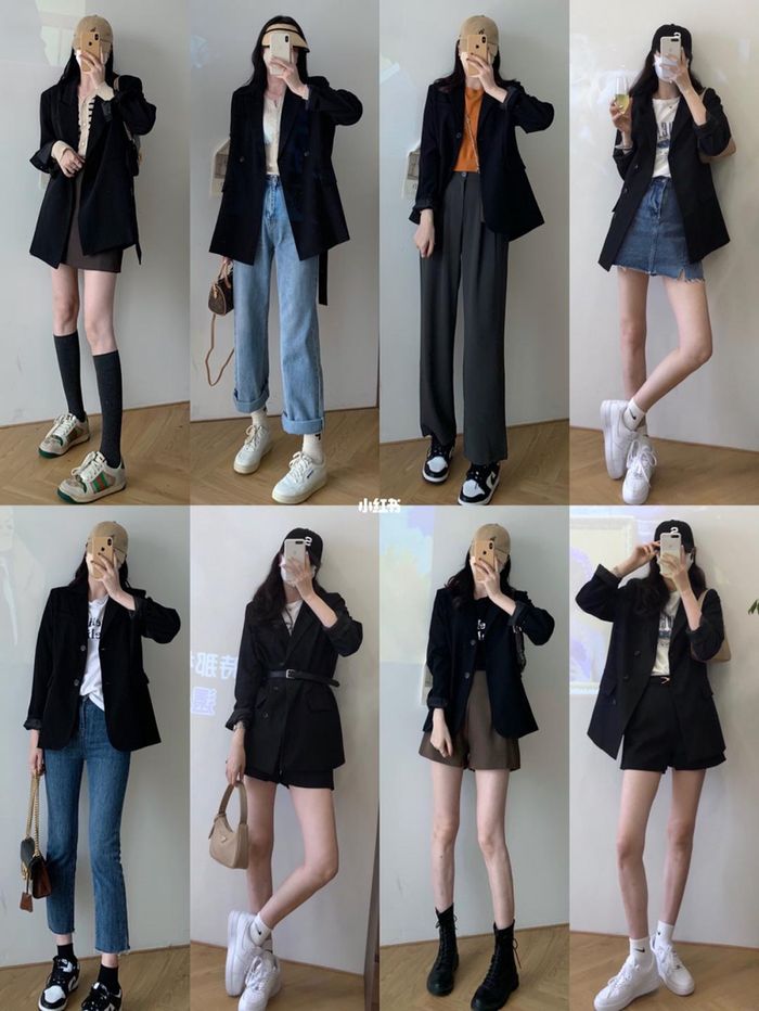 Chỉ 1 chiếc áo blazer đen nhưng cô nàng này đã biến hóa được 8 set đồ theo style khác biệt làm đa dạng hóa phong cách mỗi ngày.