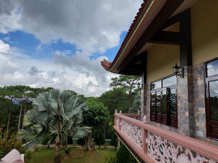 Điểm dễ nhận thấy khi tới Thiền viện Trúc Lâm là khung cảnh bình yên trong mỗi con đường, hàng cây, màu xanh hoa lá và không khí trong lành của Đà Lạt.
