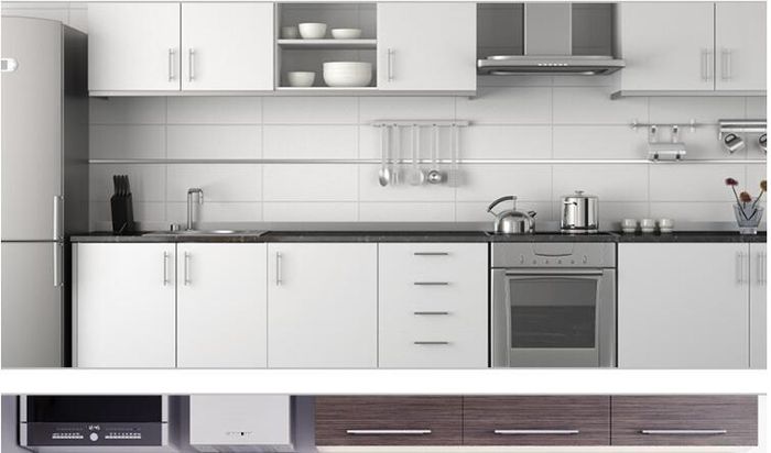 Tủ bếp chữ I kiểu dáng hiện đại.