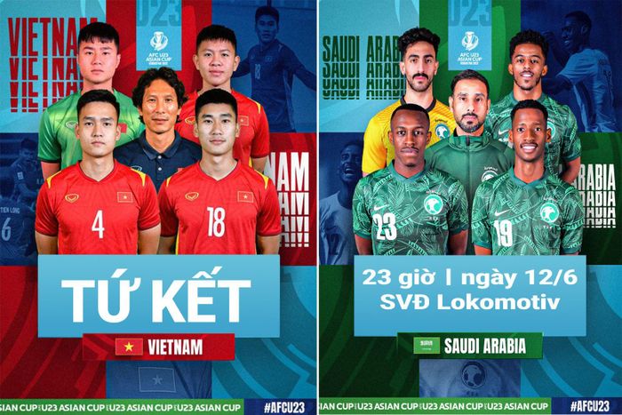 U23 Việt Nam sẽ gặp đối thủ U23 Saudi Arabia tại vòng tứ kết.