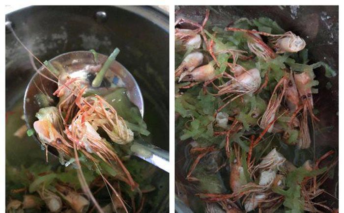 Canh bầu nấu đầu tôm chồng làm để tẩm bổ cho vợ đúng chuẩn trong truyền thuyết. Ảnh: Tổng hợp